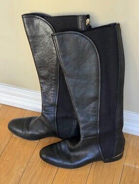 Louise et Cie Black Equestrian Boots 8.5 Lo-Vellery Tall Boots Back Zip